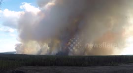 Large wildfire burns in British Columbia, Canada
