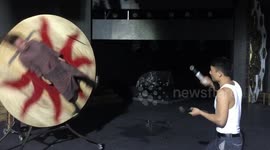 Couple perform terrifying knife stunts