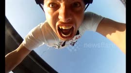 Funny facial expressions during bungee jump