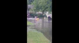 Kayaking in flooded water in Corpus Christi
