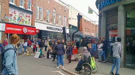 Climate change protestors sit in the road in Shrewsbury