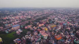 Beautiful North Kolkata, West Bengal, India Aerial View - Drone Footage During Morning Hours