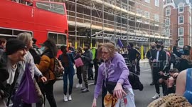 Demonstrators dance during Kill The Bill protests in London