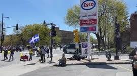 Police issue orders during anti-lock down protest in Montreal, Canada