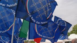 flags in a right-wing political demonstration