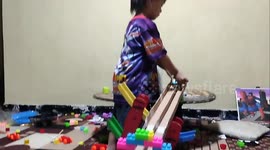 Playing hot wheels race with used cardboard track make kids happy