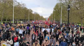 Thousands of protests descend on Buckingham Palace, London at May Day protest