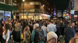 Crowds of drinkers in London’s Soho for start of May Day bank holiday weekend