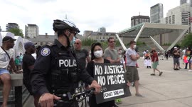 COPS Talking with mask during protest