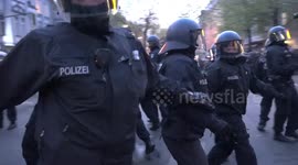 Protesters clash with police during May Day protests in Berlin