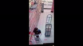Lady Climbs Ladder And Ladder Breaks And Lady Falls Backwards On Her Back