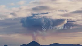 Remarkable time-lapse shows how gases erupting from Icelandic volcano affect weather