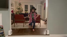 Cute 5 year old girl dancing to an Irish jig at Christmas