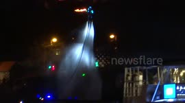 Hydro-fly show for the opening summer tourist season in St Petersburg, Russia