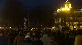 Thousands people gathered for the drone show in St Petersburg, Russia