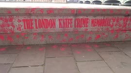 The London Knife Crime Memorial facing the National COVID Memorial Wall on the South Bank in London