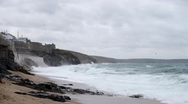 Gale force winds batter Cornish coast on Bank Holiday Monday