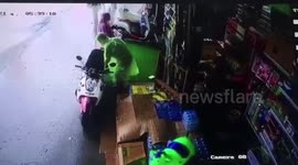 Couple with quick reactions dodge falling tree branch during storm