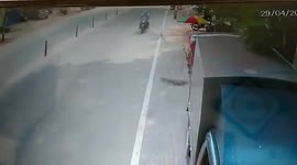 Speeding car rams into two-wheeler amid street in southern India