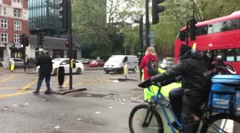 The moment Extinction Rebellion and Kill The Bill protesters block the Westway motorway near Euston Station in London