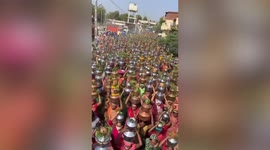 Indian women gather for mass prayer to appease angry gods they believe are responsible for Covid-19 wave