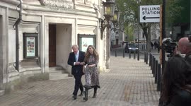 Boris Johnson and fiancee Carrie Symonds cast votes for 'Super Thursday' elections