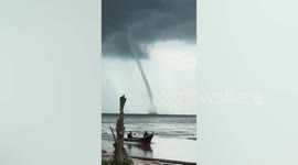 Waterspout tornado forms off the coast of Malaysia