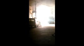 Horrifying moment transformer blows out in the residential area scaring the residents in southern India