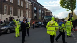 Arsenal fans protest 6th May 2021 London Good shot all bodies wide shot