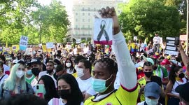 Centenares de colombianos se manifiestan en Madrid contra el Gobierno de Iván Duque