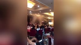 Nice day for a wet wedding! Fire performance triggers sprinklers at ceremony in China