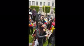 Belgium: Group Calling For Help Amid Colombia Unrest Gathers Outside European Parliament In Brussels 2