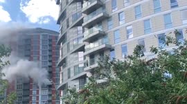Firefighters battle blaze at London tower block wrapped in 'Grenfell-type cladding'