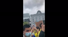 Belgium: Group Calling For Help Amid Colombia Unrest Gathers Outside European Parliament In Brussels 3