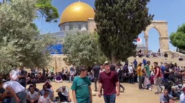 Friday Prayer Before Ramadan Ends Outside Al-Aqsa Mosque In Jerusalem Without Social Distance