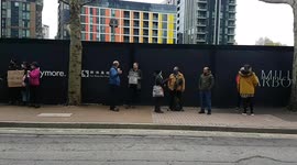 Residents in flats with Grenfell-style cladding stage emergency protest in East London at property developer Ballymore's offices