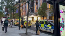 Scores of police cars on Oxford Street outside Selfridges after stabbing