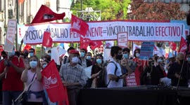 Protest called by unions during EU summit in Porto, Portugal