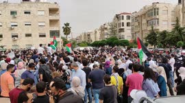 Jordanians protest Israel's occupation of Palestine, at embassy in Amman