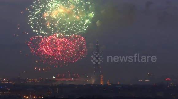 Massive Victory Day fireworks display lights up the skies over St Petersburg