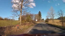 4k dashcam footage of a car overtaking at high speed on a blind summit.