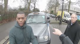 London cyclist confronts angry motorist and taxi passenger for driving wrong way