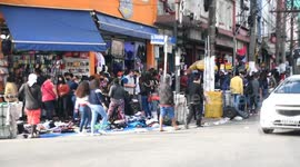 The influx of buyers in the market in the Brás region in São Paulo, Brazil