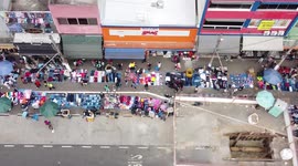 Drone footage of the market in the Brás region in São Paulo, Brazil