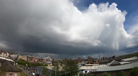 Time lapse of cumlus clouds & heavy downpours over Leeds City Centre