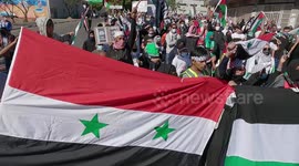 Crowds march to South African parliament to condemn Israeli actions at Al Asqa Mosque