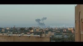 Smoke rises from Israeli air strike in southern Gaza city of Khan Younis