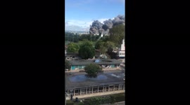 Smoke billows from large industrial fire on outskirts of Paris