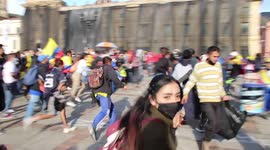 Chaos as thief is chased down by crowd during protest in Colombia