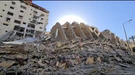 Buildings reduced to rubble after missiles fired from Israel strike Gaza